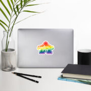 rainbow people make the playtest big meeple sticker 4x4