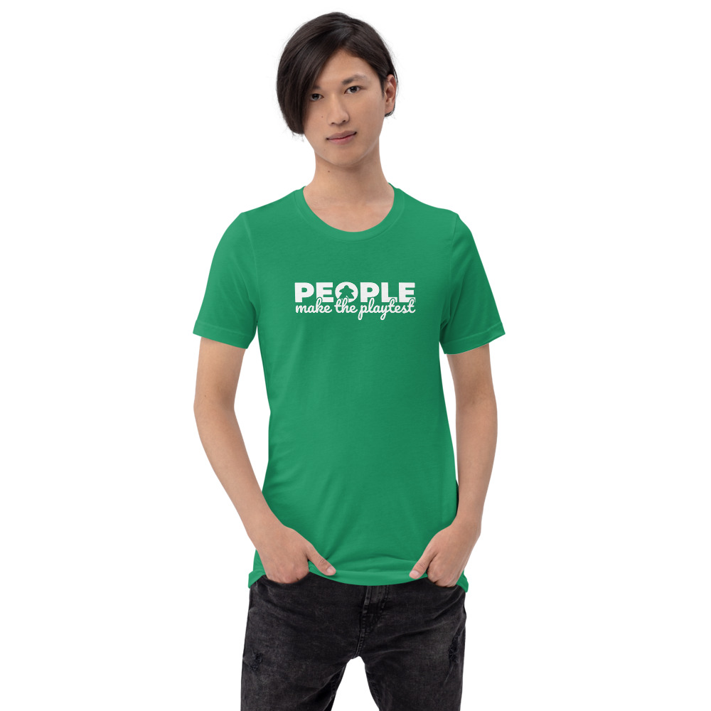 people make the playtest the little meeple unisex premium t-shirt kelly mens front