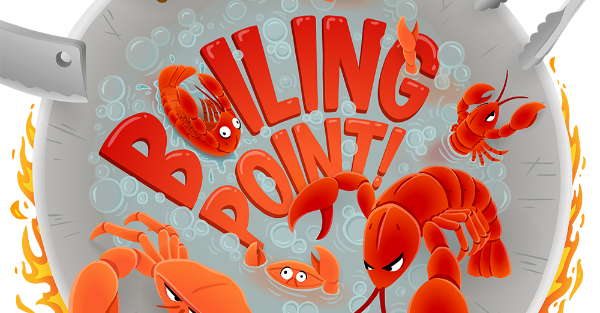 Boiling Point Game title image with crabs and lobsters climbing the sides of a pot