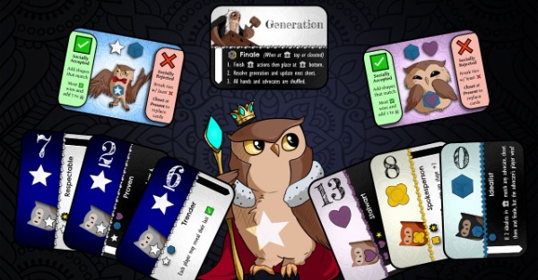 3 star cards under a star/cube advocate against a diverse hand of flower, cube, and heart cards against a cube/heart advocate