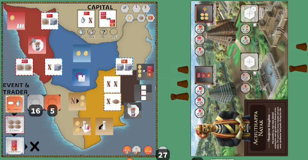Partial Setup of the Nayakas Board Game
