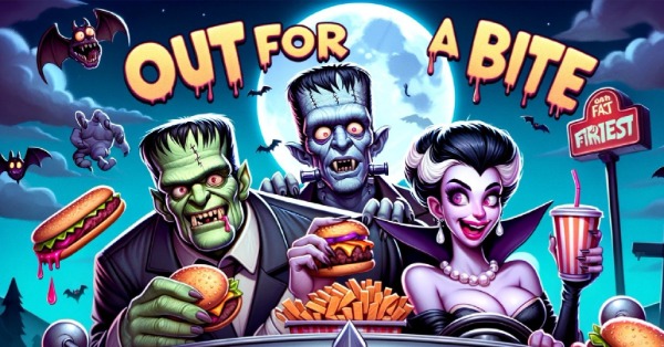 Monsters in a car full of fast food