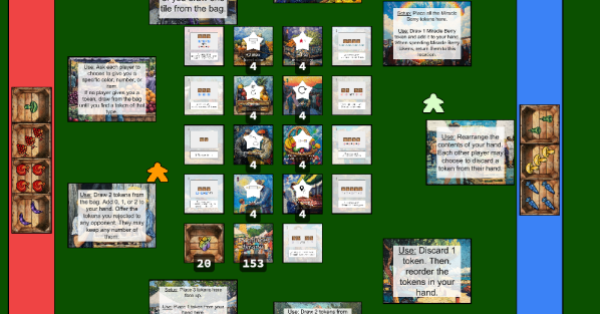 Produce Bazaar, objective tiles, bonus tiles, stack of produce items