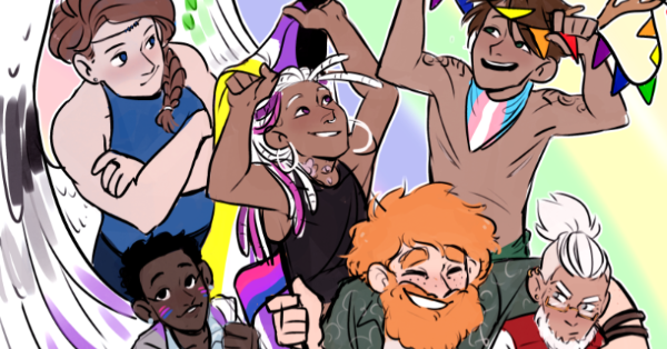 The first six characters of Fight Sequence celebrating Pride