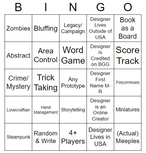 MYSTERY TRADE BINGO Card