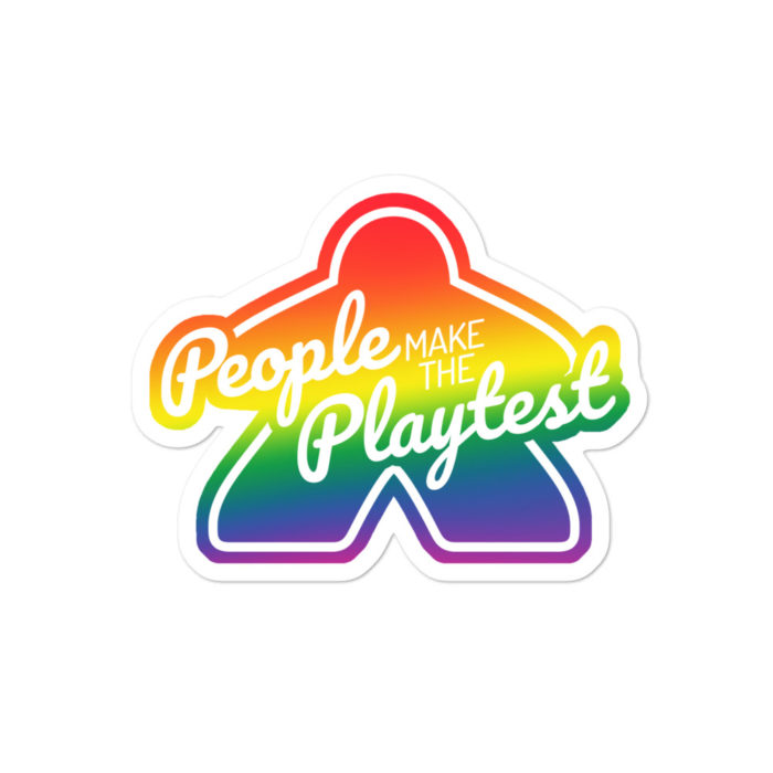 rainbow people make the playtest big meeple sticker 4x4