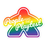 rainbow people make the playtest big meeple sticker 5.5x5.5