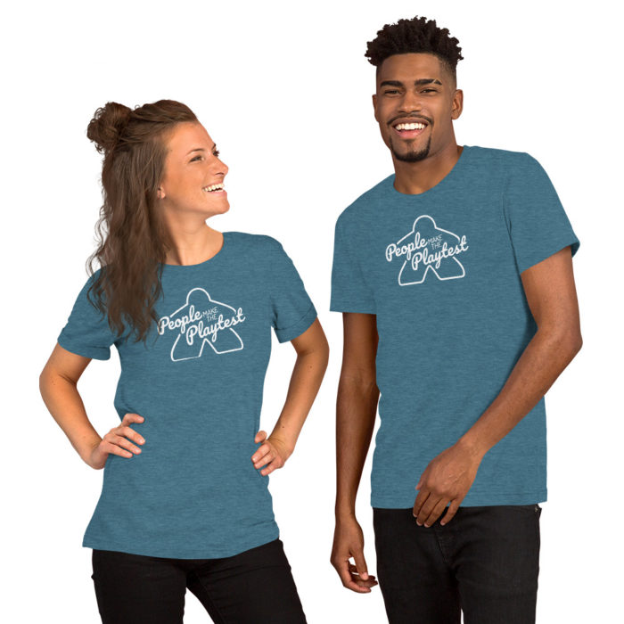 people make the playtest the big meeple unisex premium t-shirt heather deep teal women's and men's front