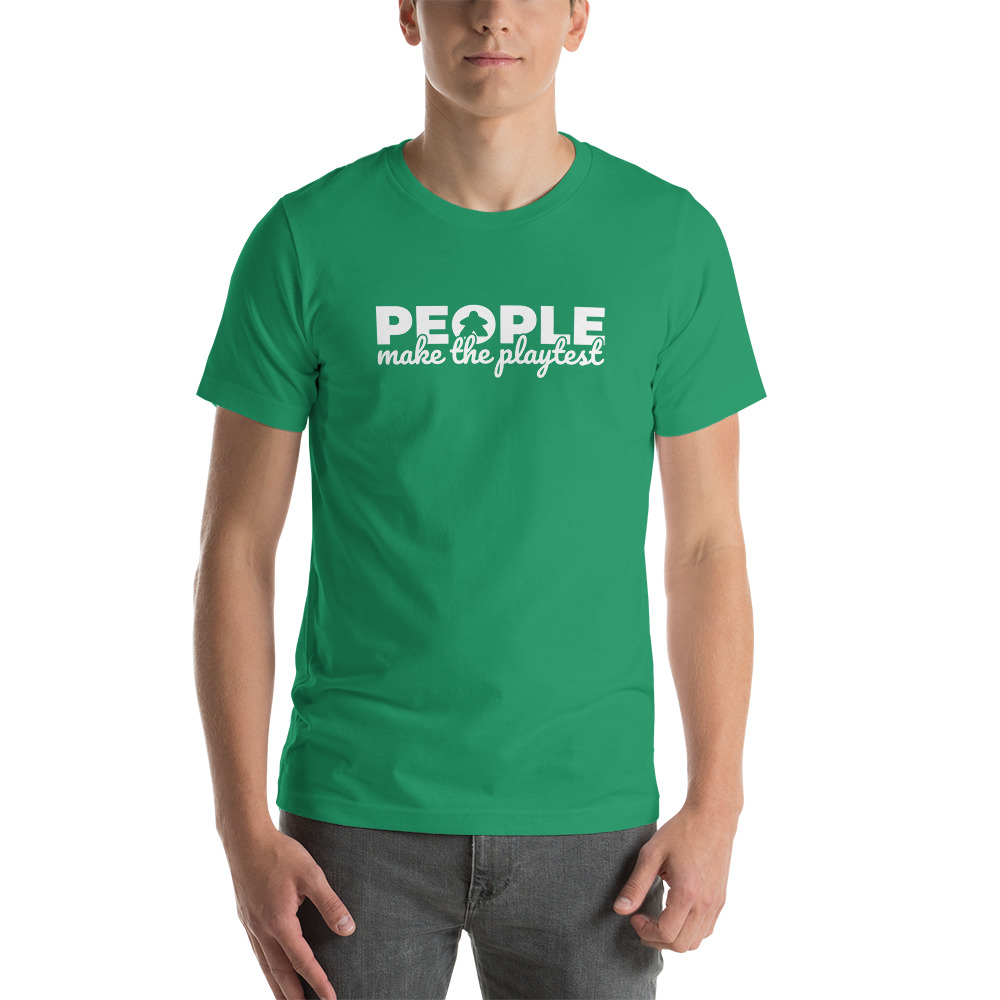 people make the playtest the little meeple unisex premium t-shirt kelly mens front