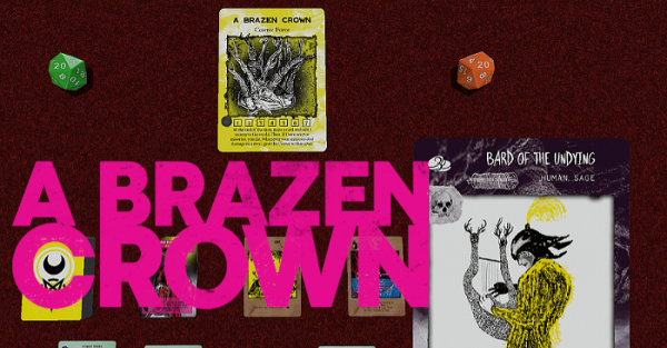 Image of A Brazen Crown in Tabletop Simulator. Very bright yellow cards.