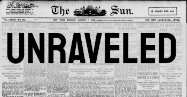 A newspaper headline featuring the word 