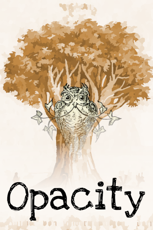 An owl hiding on a tree over the title 