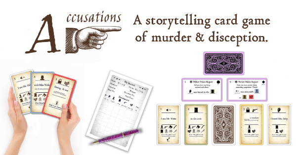 Accusations is a storytelling card game of murder & deception.