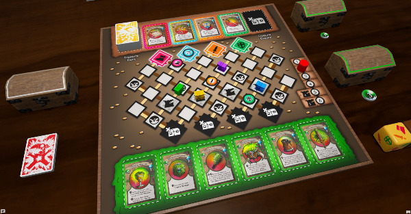 Player Mat from Gobble-Ins with several Treasure card examples.