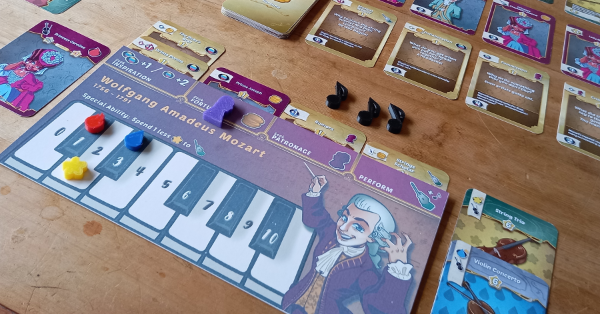 Mozart Player Board classical music board game Ovation with components and cards