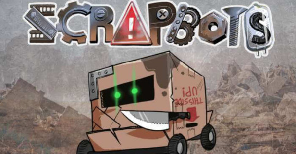 Scrapbots logo and Servoid robot