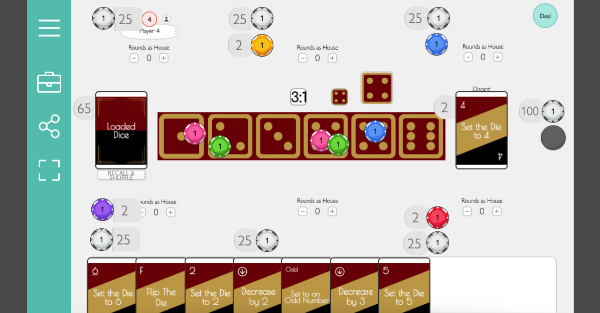 A king of the hill style game with a casino theme. Players try to win the most money from The House by manipulating the game in their favor.