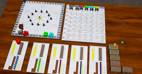 Map, player mats, tech tree tracker