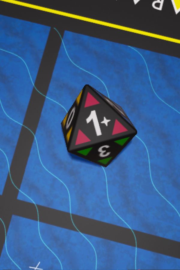 Close up of D8 die included in game.