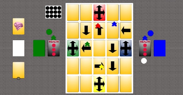 Game setup with 4 players. Use the arrows like a conveyor belt