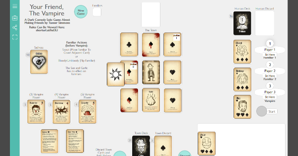 A screenshot of the Playingcards.io version of Your Friend, The Vampire