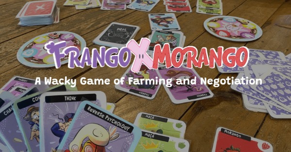 All the Frango Morango cards sprawled on a farm table: crops, counter-offers, deal of the day cards, and of course our beloved piggies.