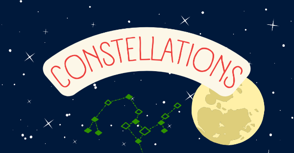 Logo of Constellations against a starry night sky.