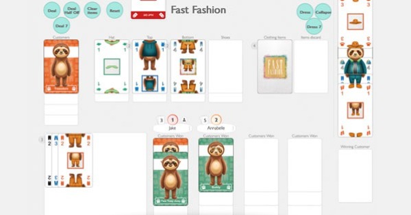 Fast Fashion is a fun family card game where players compete to dress cost-conscious sloths.