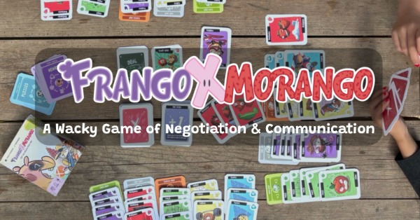 A Frango Morango game setup with the Frango Morango Logo on top