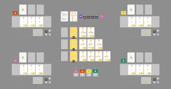 A Screentop presentation of the game Wishmonger at starting setup, ready to be played.