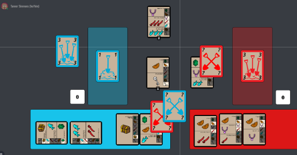 A screenshot of a game of Shovels & Shanties in progress.