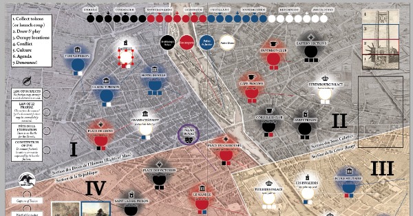 Main board map of Revolution depicting a map of Paris.