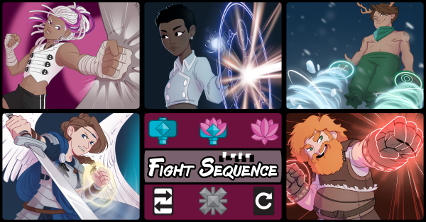 Five Fight Sequence characters, icons, and the name Fight Sequence