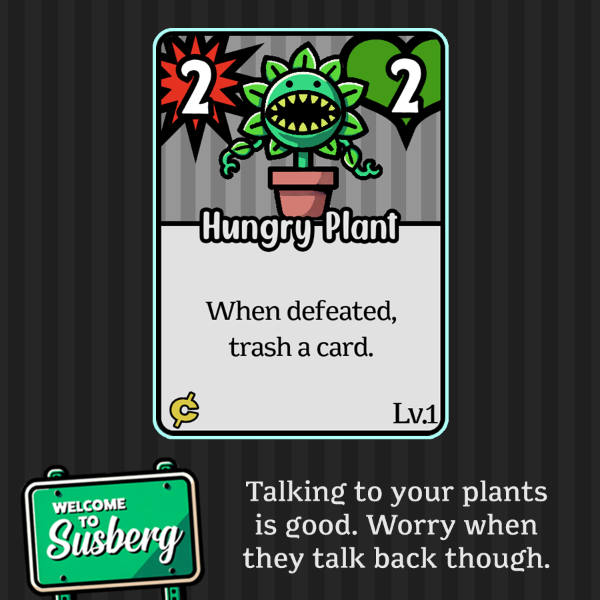 A picture of the Hungry Plant foe card that reads 