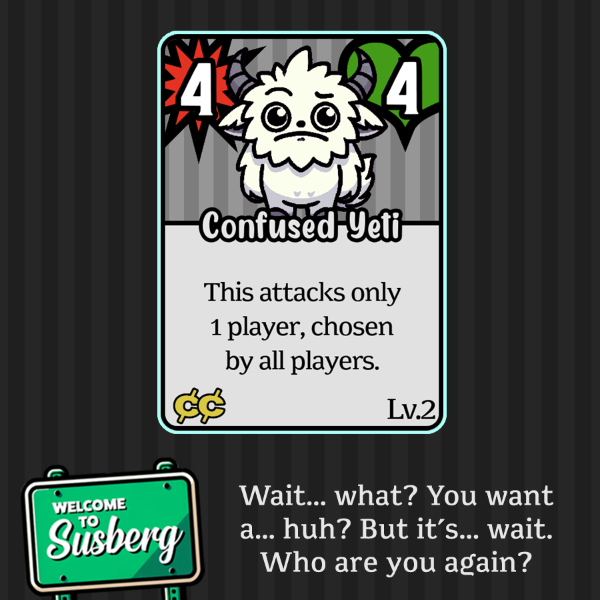 A picture of the Confused Yeti card that reads 