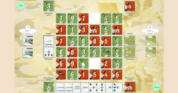 digital prototype of a skirmish fighting board game