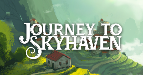 Journey to Skyhaven logo on a blue background with six trail cards spread out on the screen