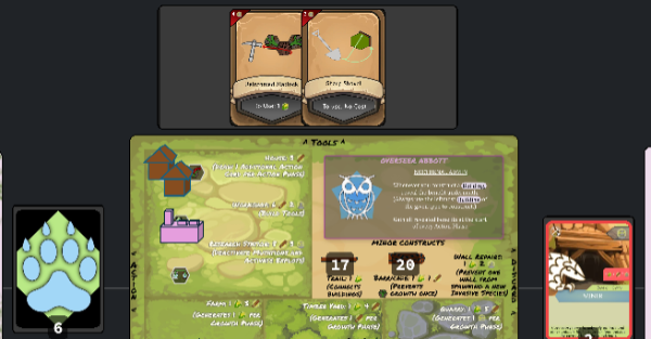 Bottom half of kudzu player mat area, hand