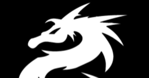 Cool white dragon on black background