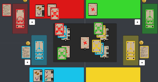 A mid-game 4 player example of Shovels & Scallywags being played in Screentop.gg